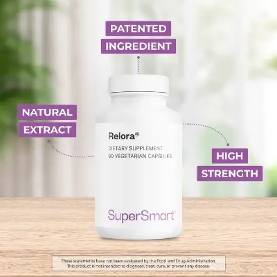 SuperSmart Relora 750mg per Day - Magnolia Officinalis & Phellodendron Amurense Extract Supplement | Non-GMO & Gluten Free - 90 Vegetarian Capsules image {2}