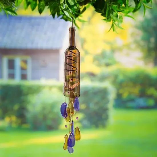 Evergreen 29"H Wind Chime, Orange Bottle- Fade and Weather Resistant Outdoor Decor for Homes, Yards and Gardens image {1}