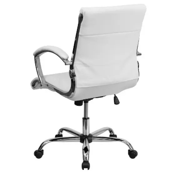 Emma and Oliver Mid-Back Designer Executive Swivel Arm Office Chair with Chrome Base image {1}