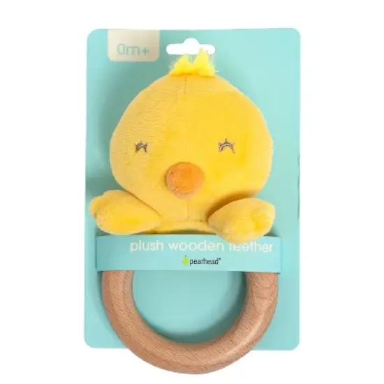 Pearhead Wooden Plush Teether - Easter Chick image {4}