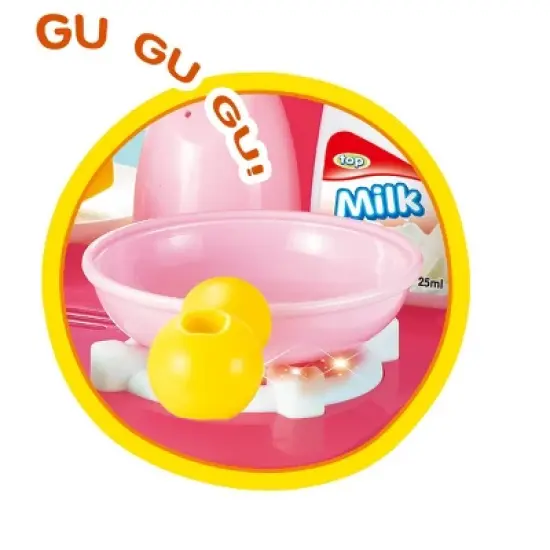 Ready! Set! Play! Link Little Chef 29 Piece Set, Fast Food Truck Bus Kitchen Toy, Food Pretend Play For Kids (Pink & Blue) image {2}