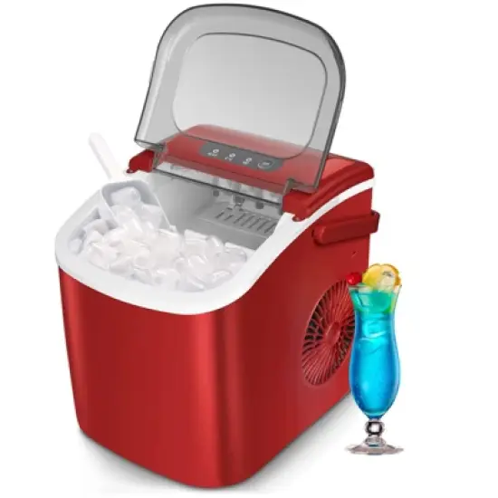 R.W.FLAME Portable Ice Maker,Countertop Model,Self-Cleaning,26.5lbs/24Hrs,6 Mins/9 Pcs Bullet Ice,Includes Ice Scoop and Basket image {12}