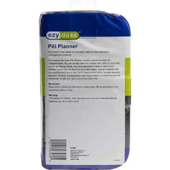 Ezy Dose Weekly (7-Day) Pill Organizer, Large Pop-Out Compartments, 4 Times a Day (Large) image {3}