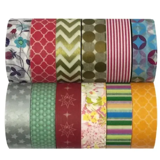 Wrapables Washi Tapes Decorative Masking Tapes, Set of 12 image {23}