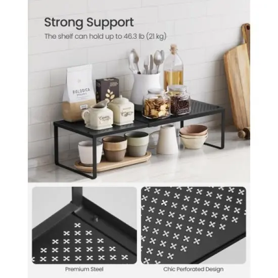 Kitchen Counter Shelf, Extendable Cupboard Organizer, Spice Radck, Metal, Space-Saving image {2}