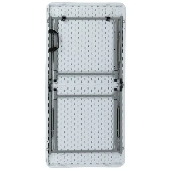 Emma and Oliver 4-Foot Height Adjustable Bi-Fold Granite White Plastic Folding Tables image {6}