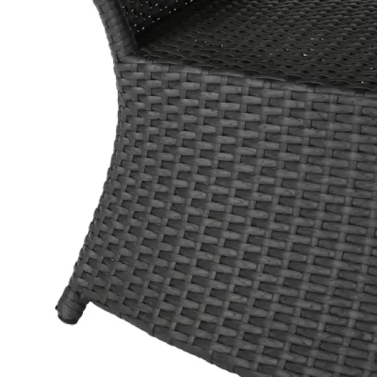 GDFStudio Prazen Outdoor Wicker Side Table with Umbrella Hole image {7}