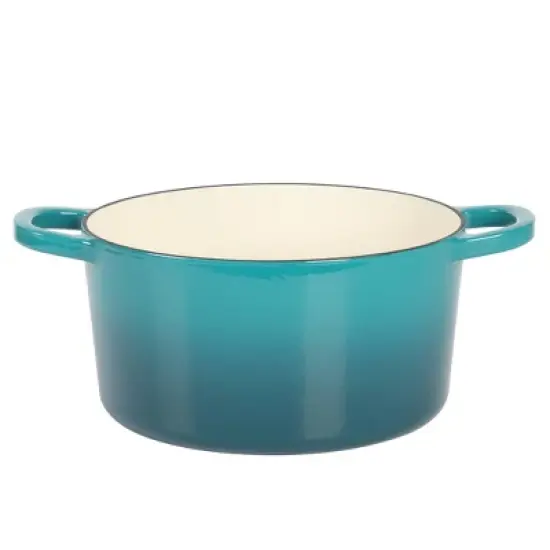 Crock-Pot 6qt Artisan Round Dutch Oven Teal Ombre: Enamel Surface, Oven-Safe, Gas & Electric Compatible, 14" Diameter image {11}