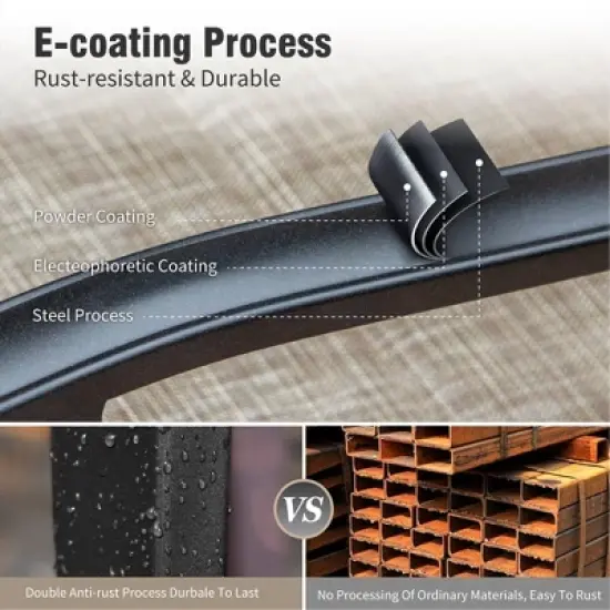 Captiva Designs 9pc Patio Spacious Black Steel Dining Table & High Back Padded Grayish Brown Sling Armrest Chairs image {4}