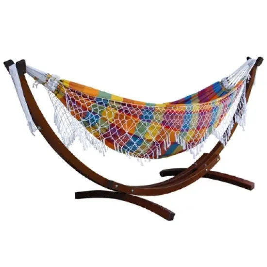 Vivere 10 ft Brazilian Hammock with Solid Pine Arc Stand image {5}