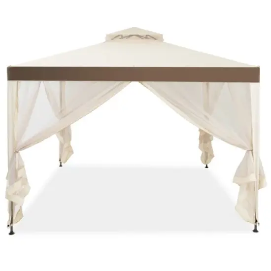 Tangkula 10' x 10' 2-tier Outdoor Netting Canopy  Sun Shade Gazebo Tent for Picnic Party image {5}