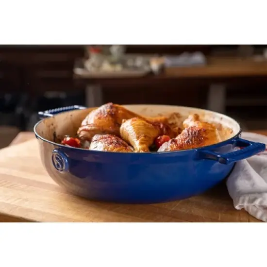 Saveur Selects Voyage Series 4.5qt Enameled Cast Iron Braiser with Stainless Steel Lid image {4}