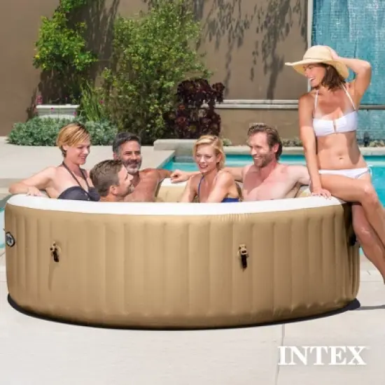 INTEX 28427EP PureSpa Bubble Massage Spa Set: Includes Energy Efficient Spa Cover &ndash; 140 Bubble Jets &ndash; 6 Person Capacity &ndash; 85" x 28" image {4}