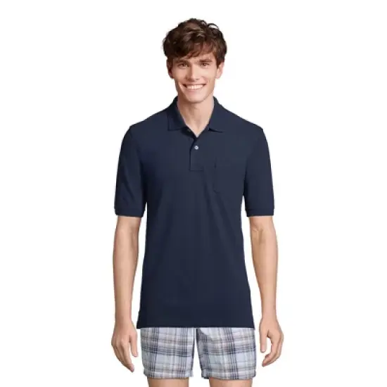 Lands' End Men's Short Sleeve Comfort First Solid Mesh Polo With Pocket image {2}