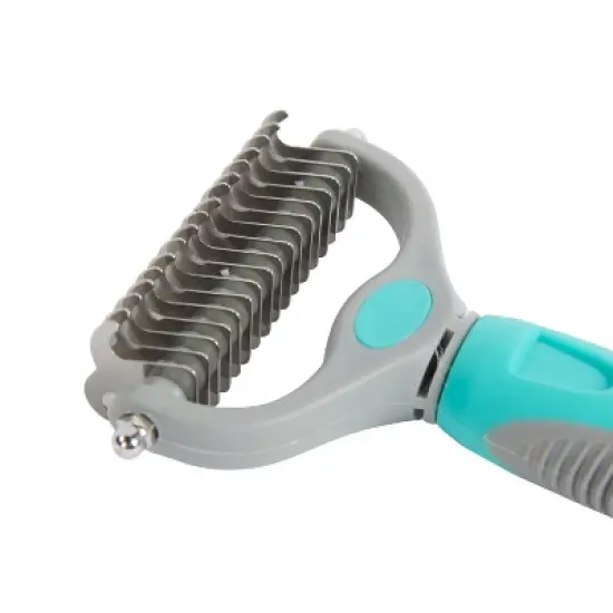 Groomer Essentials Double-Sided Deshedding Tool Rake 9/17 Blades - Dog Brush for Shedding and Mat Removal, Ideal for Medium to Long Coats image {5}