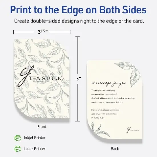 Avery Leaf Flat Cards, 3-1/2" x 5", Matte Ivory, 40 Total image {5}