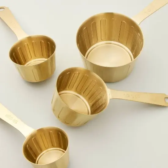 4pc Stainless Steel Measuring Cups Vintage Brass Finish - Hearth & Hand&trade; with Magnolia image {2}