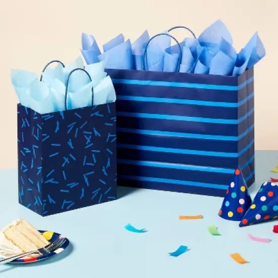 Small Gift Bag Navy with Sprinkles - Spritz&trade; image {1}