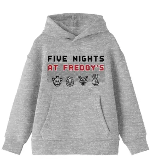 Five Nights At Freddy's Pixel Faces Boy's Athletic Heather Sweatshirt image {3}
