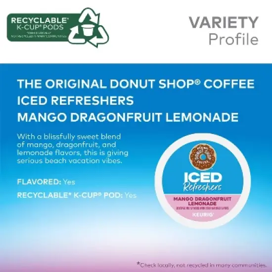 The Original Donut Shop Iced Refreshers Mango Dragonfruit Lemonade Keurig K-Cup Pods - 20ct image {2}