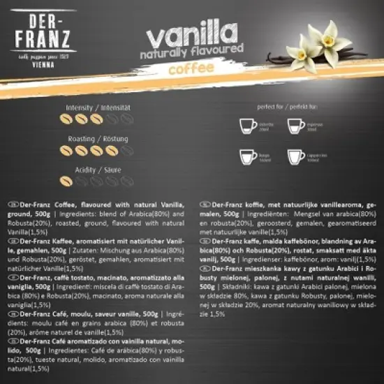 Der Franz Vanilla Naturally Flavored Ground Coffee 17.6oz/500g image {2}