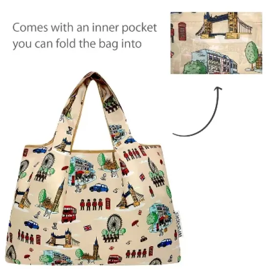 Wrapables Large & Small Foldable Nylon Reusable Shopping Bags (Set of 2), Great Britain image {4}