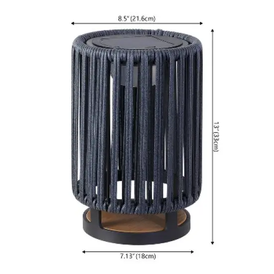JONATHAN Y Sawara Modern Minimalist Faux Rattan Integrated Indoor/Outdoor LED Solar Powered Lantern image {3}