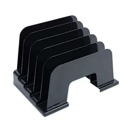 Universal Recycled Plastic Incline Sorter, 5 Sections, Letter Size Files, Black, 13.25" x 9" x 9" image {7}