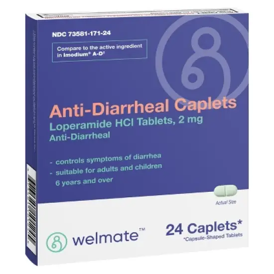 Welmate Anti-Diarrheal Loperamide HCl 2 mg Caplets 24ct image {6}
