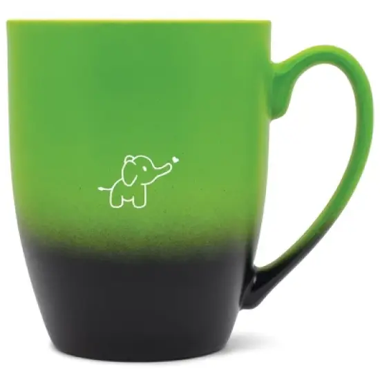 Elanze Designs 12 Ounce Ceramic Decorative Laser Engraved Giftable Novelty Tea Coffee Cup Mug Green and Black Baby Elephant Heart image {4}