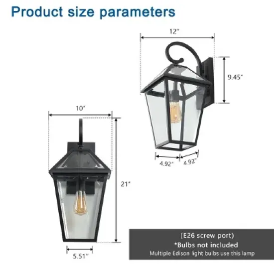 Black Aluminum Light Fixtures LED Outdoor Wall Lights Light That Comes On Automatically At Night Waterproof Modern Glass Sconce-The Pop Home image {3}