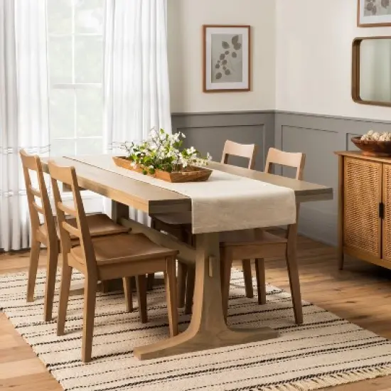 Pedestal Wood Dining Table - Natural - Hearth & Hand&trade; with Magnolia image {1}