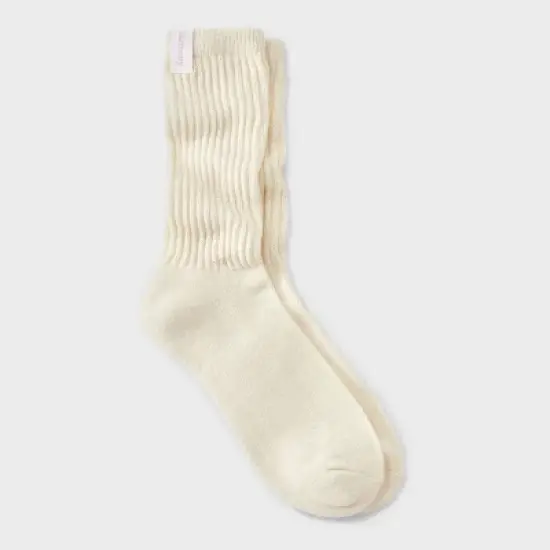 Women's Ultra Soft Ribbed Cushioned Slouch Crew Socks with Woven label - Auden&trade; 4-10 image {9}