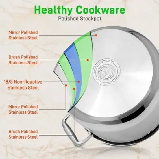 NutriChef 12-Quart Stainless Steel Stock Pot - 18/8 Food Grade Steel Heavy Duty image {4}