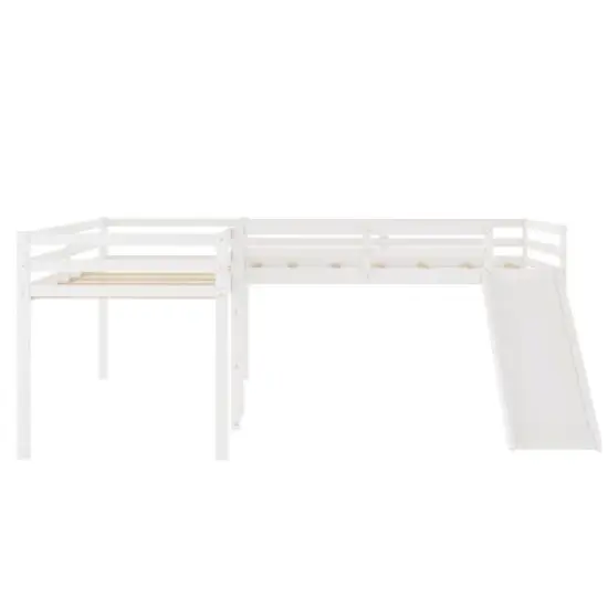 L-Shaped Twin Size Loft Bed with Ladder and Slide - ModernLuxe image {6}