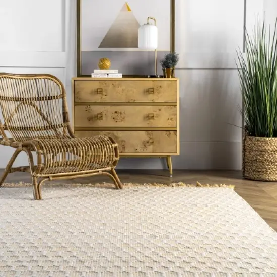 nuLOOM Wylie Honeycomb Wool Fringe Rug image {7}