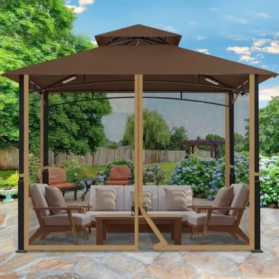 Aoodor Gazebo Netting Screen Replacement Universal 4-Panel Sidewalls 10' x 10' (Only Netting) image {1}