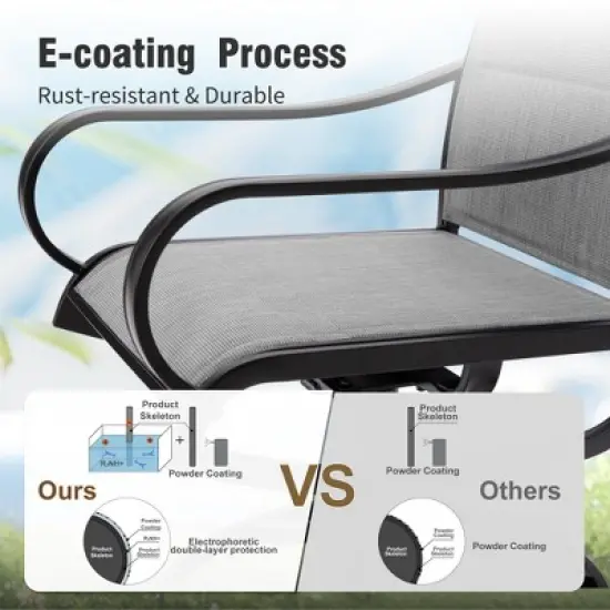 Captiva Designs Outdoor Dining Breathable Quick-dry Sling Steel Chairs with 360 Degree Swivel image {4}