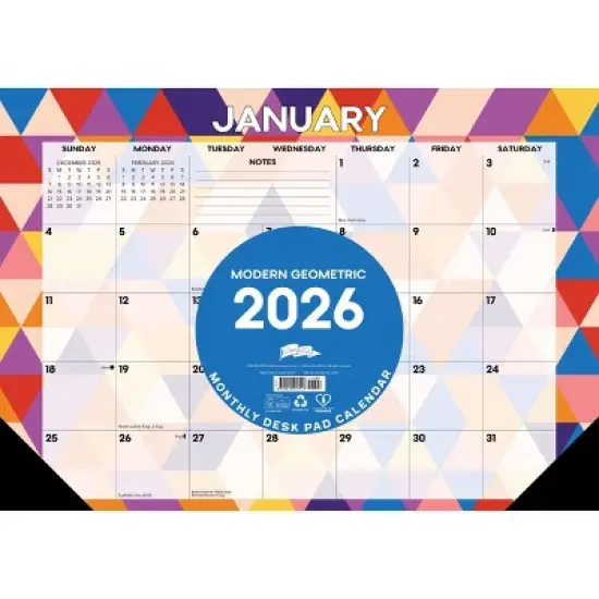 Willow Creek Press 17"x12" 2026 Modern Geometric Small Monthly Deskpad image {2}