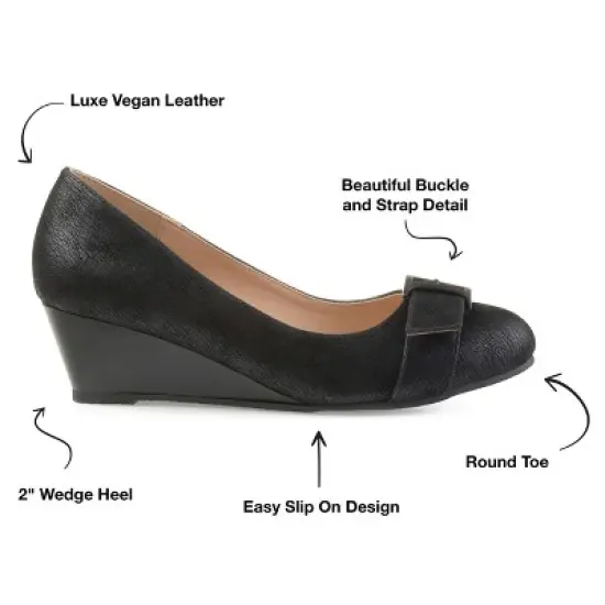 Journee Collection Womens Graysn Comfort Insole Slip On Round Toe Wedge image {7}