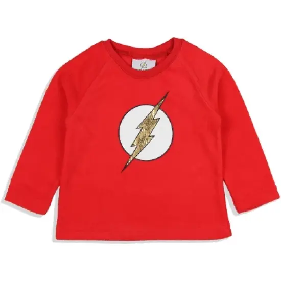 DC Comics Toddler Boys' Classic The Flash Logo Raglan Sleep Pajama Set Red image {1}