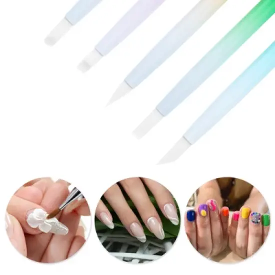 Unique Bargains Silicone Double-Ended Nail Art Pens Multicolored 5 Pcs image {2}