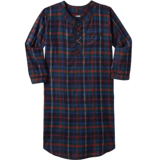 KingSize Men's Big & Tall Plaid Flannel Nightshirt Pajamas image {5}