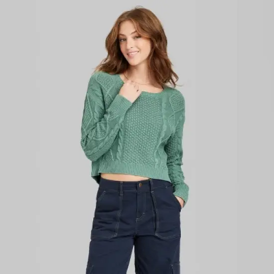 Women's Cropped Cable Pullover - Wild Fable&trade; image {1}