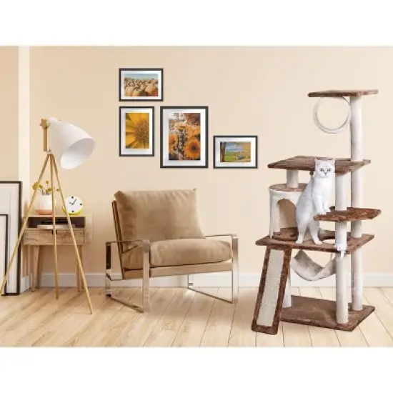 Go Pet Club 53" Kitten Cat Tree Condo with Scratching Board F711 image {3}