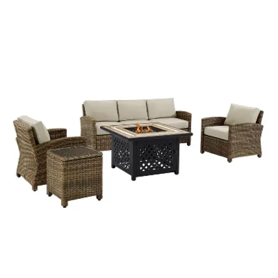 Bradenton 5pc Outdoor Wicker Conversation Set with Fire Table -  Crosley
 image {7}