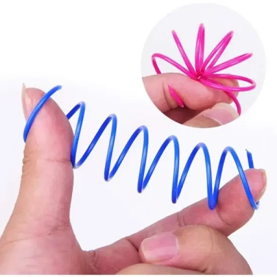 Cat Spiral Spring, 12 Pc Cat Creative Toy Plastic Spring Colorful Springs Cat Toy for Swatting, Biting, Hunting Kitten Toys image {2}