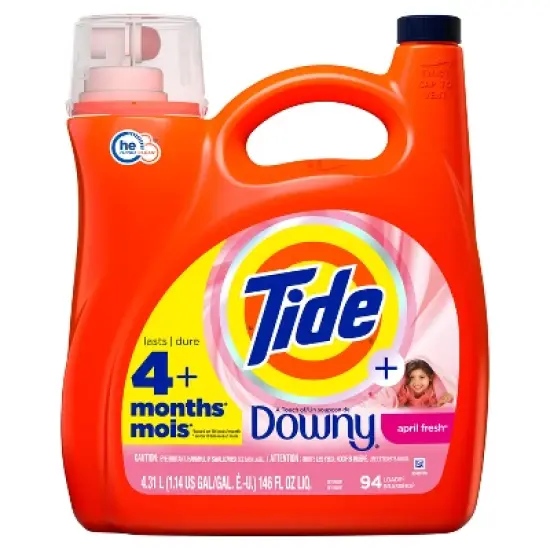 Tide Plus Downy High Efficiency Liquid Laundry Detergent - April Fresh image {13}