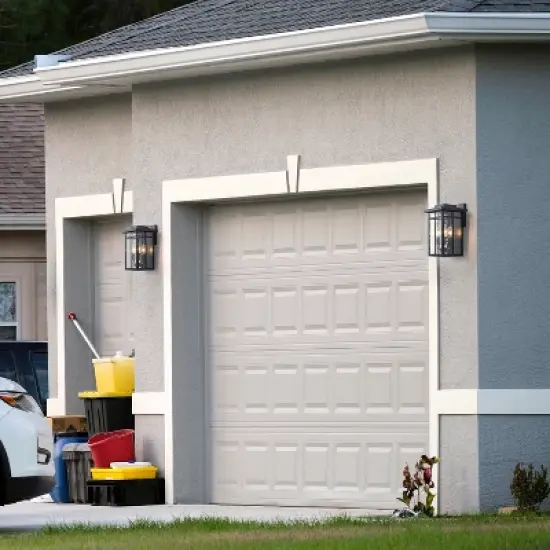 C Cattleya 13.5" 3-Light Matte Black Outdoor Hardwired Wall Lantern Sconces with Water Ripple Glass image {4}