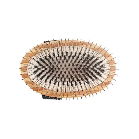 Bass Pet Brushes The Hybrid Groomer Shine & Condition, Patented & Award Winning, Natural Bristle + Alloy Pin Bamboo Handle Palm Style image {5}